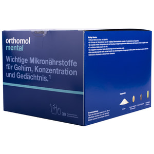 Ортомол Ментал (Orthomol Mental) витаминный комплекс для повышения концентрации внимания и памяти капсулы + порошок на курс приема 30 дней