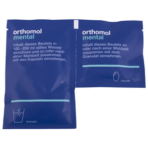 Ортомол Ментал (Orthomol Mental) витаминный комплекс для повышения концентрации внимания и памяти капсулы + порошок на курс приема 30 дней