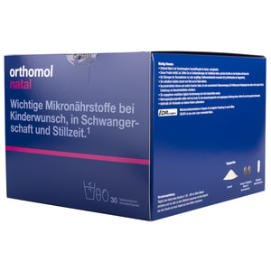 Ортомол Натал (Orthomol Natal) витаминный комплекс для беременных и кормящих грудью женщин капсулы + порошок на курс 30 дней с витамином С, Д, цинком