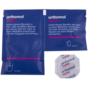 Ортомол Натал (Orthomol Natal) витаминный комплекс для беременных и кормящих грудью женщин капсулы + порошок на курс 30 дней с витамином С, Д, цинком