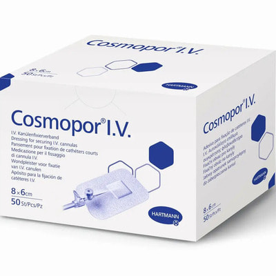 Повязка медицинская Cosmopor I.V. (Космопор) пластырная стерильная для фиксации катетера размер 6 см х 8 см 1 шт