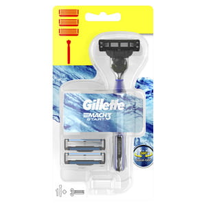 Бритва GILLETTE Mach 3 (Жіллет мак 3 три) Start з ручкою Aqua-Grip з трьома змінними насадками