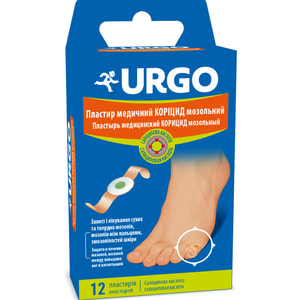 Пластырь медицинский Urgo (Урго) Корицид мозольный для удаления сухих мозолей и натоптышей 12 шт