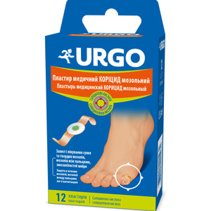 Пластырь медицинский Urgo (Урго) Корицид мозольный для удаления сухих мозолей и натоптышей 12 шт