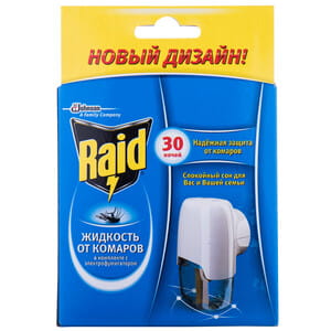 Электрофумигатор от комаров RAID (Рейд) в комплекте с жидкостью 30 ночей
