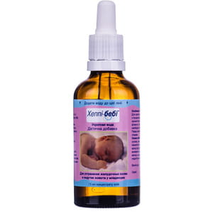 Укропна вода Хеппі-бебі концентрат олій 15 мл для усунення шлункових кольок та вздуття живота у немовлят в флаконі на 50 мл з дозатором 1 шт
