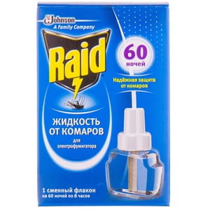 Жидкость от комаров RAID (Рейд) для электрофумигатора 60 ночей