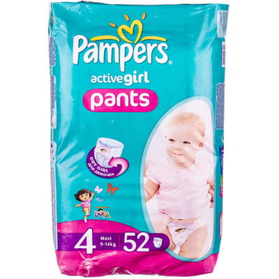 Подгузники для детей PAMPERS Active Baby (Памперс Актив Бэби) Girl Maxi (Макси) 4 для девочек от 9 до 14 кг 52 шт