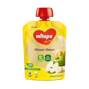 Пюре фруктовое детское Нутриция Milupa (Милупа) Яблоко и банан с 6-ти месяцев 80 г