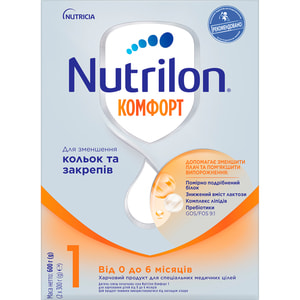 Смесь сухая детская NUTRILON (Нутрилон) Комфорт 1 при коликах и запорах от 0 до 6 месяцев 600 г