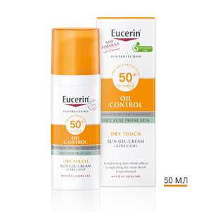 Гель-крем для лица EUCERIN (Юцерин) Oil Control солнцезащитный матирующий для жирной кожи SPF50+ 50 мл