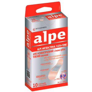 Пластир бактерицидний Алпе антибактеріальний тілесний класик з іонами срібла 10 шт