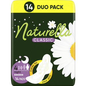 Прокладки гигиенические женские NATURELLA (Натурелла) Classic Camomile Night Duo (Классик) ночные с ромашкой 14 шт
