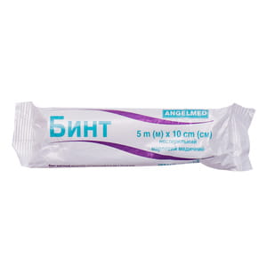 Бинт марлевий медичний нестерильний розмір довжина 5 м х ширина 10 см 1 шт Angelmed (АнгелМед)