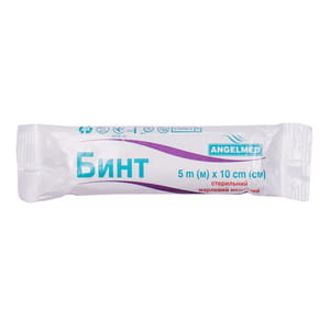 Бинт марлевий медичний стерильний розмір довжина 5 м х ширина 10 см 1 шт Angelmed (АнгелМед)