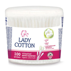 Ватные палочки Lady Cotton (Леди Котон) пластиковая банка 100 шт