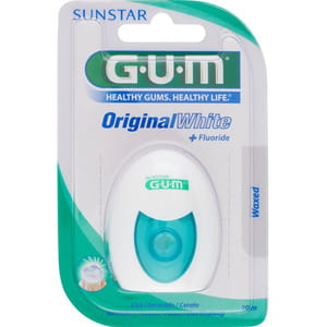 Зубная нитка GUM (Гам) Original White Floss вощеная с фторидом 30 м