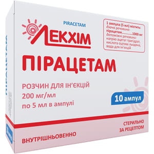 Пирацетам р-р д/ин. 200мг/мл амп. 5мл №10