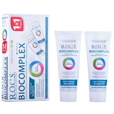 Набір зубна паста R.O.C.S. (Рокс) Biocomplex (Біокомплекс) Активний захист 94 г 2 шт