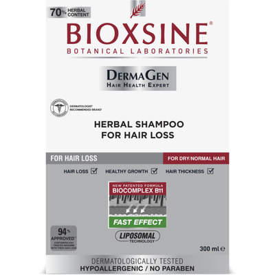 Шампунь для волос Bioxsine (Биоксин) Дермаджен растительный против выпадения для нормальных и сухих волос 300 мл