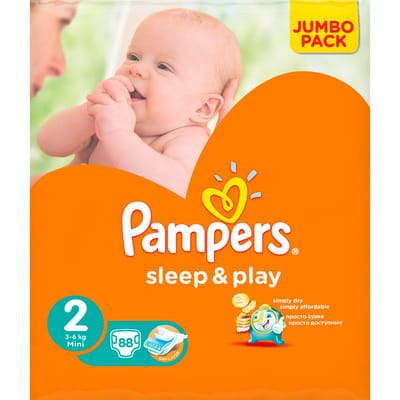 Підгузники для дітей PAMPERS Sleep & Play (Памперс Сліп енд Плей) Mini (Міні) 2 від 3 до 6 кг 88 шт