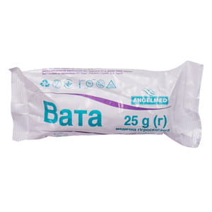 Вата медицинская гигроскопическая нестерильная ролик 25 г Angelmed (АнгелМед)