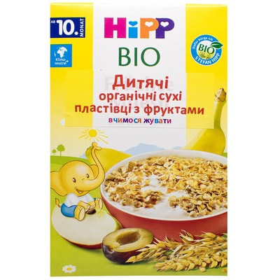 Пластівці дитячі органічні Хіпп з фруктами з 10 місяців 200 г