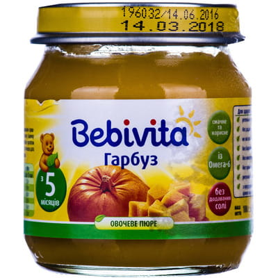Пюре овощное детское BEBIVITA Бебивита Тыква 100 г