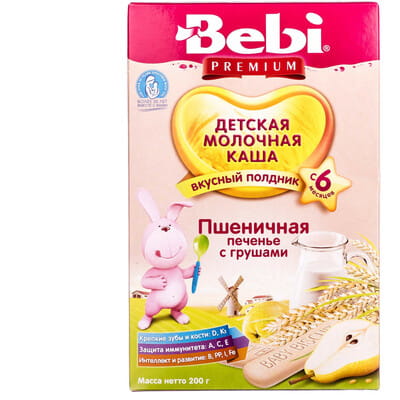 Каша молочная детская KOLINSKA BEBI Premium (Колинска беби премиум) для полдника Пшеничная печенье с грушами 200 г