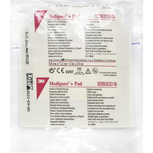 Повязка для закрытия ран (пластырь) Medipore +Pad (Медипор +Пед) на мягкой эластичной основе с абсорбирующей прокладкой размер 5 см х7,2 см 1 шт