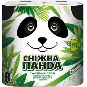 Бумага туалетная СНЕЖНАЯ ПАНДА Classic двухслойная 8 рулонов