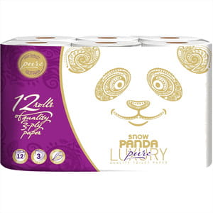 Бумага туалетная СНЕЖНАЯ ПАНДА Luxury Pure трехслойная 12 рулонов