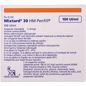 Мікстард 30 НМ Пенфіл сусп. д/ін. 100 МО/мл картр. 3мл №5