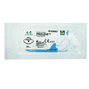 Шовний матеріал що не розсмоктується Prolene (Пролен) розмір USP 4-0, зворотньо-ріжуча голка 19 мм, 3/8 кола, довжина 45 см артикул W8683