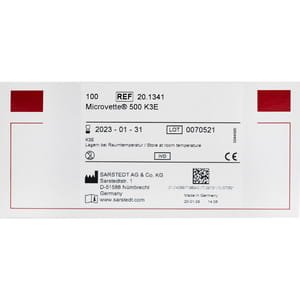 Пробирка Microvette (Микроветт) 500 КЗ ЕДТА для гематологических исследований 100 шт артикул 20.1341 500