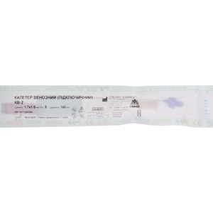 Катетер підключичний для катетеризації підключичної вени одноразовий стерильний КВ-2 діаметр 1,7 x 1,0мм Fr 5 довжина 180мм Каммед