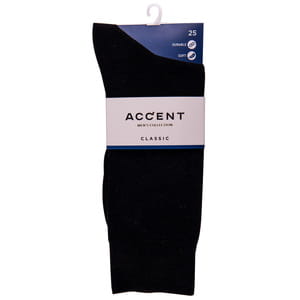 Носки мужские ACCENT (Акцент) 0078 однотонные демисезонные хлопковые цвет черный размер (стопа) 25 см 1 пара