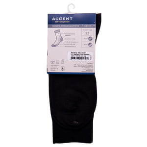 Носки мужские ACCENT (Акцент) 0078 однотонные демисезонные хлопковые цвет черный размер (стопа) 25 см 1 пара