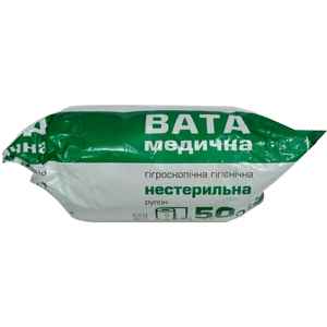 Вата медицинская гигроскопическая нестерильная ролик 50 г Юрия-фарм