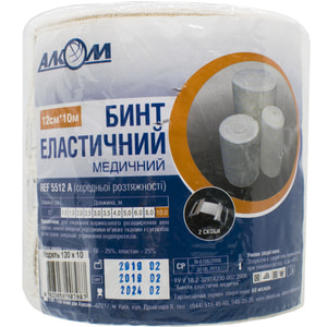 Бинт еластичний медичний Торговий Дім Алком 5512 середньої розтяжності розмір 12 см х 10 м 1 шт