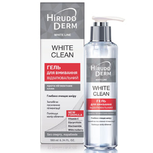 Гель для умивання HIRUDO DERM (Гірудо дерм) White Line White Clean (Вайт лайн вайт клін) відбілювючий 180 мл