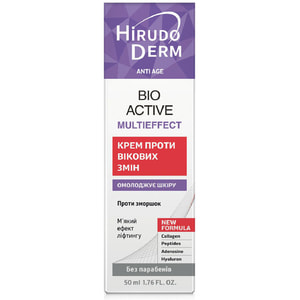Крем для лица HIRUDO DERM (Гирудо дерм) Anti Age Bio-active multieffect (Анти Эйдж Био-актив мультиэффект) против возрастных изменений 50 мл