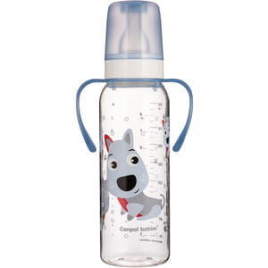 Бутылочка для кормления CANPOL (Канпол) артикул 11/845 с рисунком и ручками Цветная ферма с 12 месяцев 250 мл