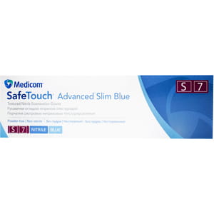 Перчатки смотровые нитриловые нестерильные неприпудренные Safe Touch Advanced Slim Blue голубые размер S 1 пара