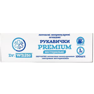 Перчатки Dr.White Premium (Др.Вайт Премиум) смотровые латексные непудренные нестерильные размер L 1 пара