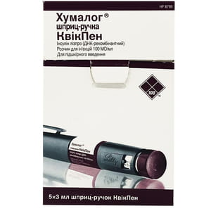 Хумалог р-н д/ін. 100МЕ/мл картр. в шприц-ручці КвікПен 3мл №5