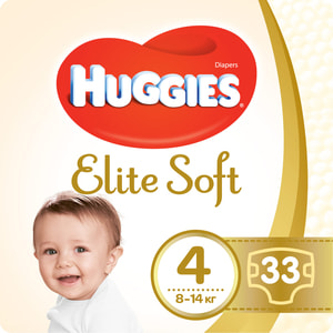 Підгузки для дітей HUGGIES (Хагіс) Elite Soft (Еліт софт) 4 від 8 до 14 кг 33 шт