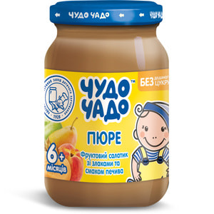 Пюре фруктове дитяче ЧУДО-ЧАДО Фруктовий салатик зі злаками і смаком печива з 6 місяців 170 г