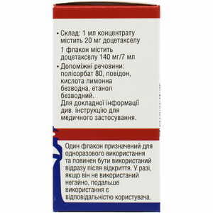 Доцетаксел-Виста конц. д/р-ра д/инф. 20мг/мл фл. 7мл (140мг) №1