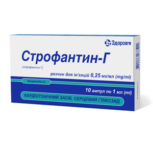 Строфантин-Г р-н д/ін. 0,25мг/мл амп. 1мл №10